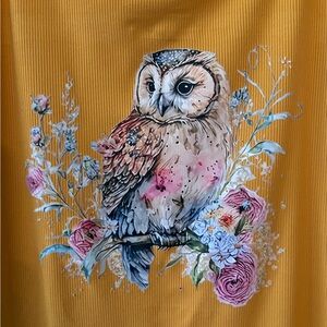 Handmade Owl Graphic Stretchy Ribbed Tank Top